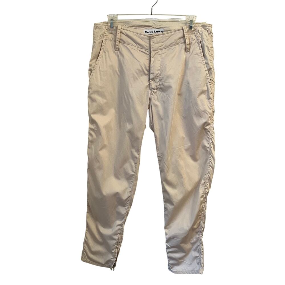 Vivien Ramsay Womens Work Pant 29 Beige Sateen Utility Military Victorian Edgy